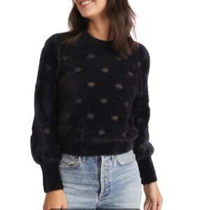 Marine Layer Arielle Crewneck Sweater In Black/Metallic Funfetti